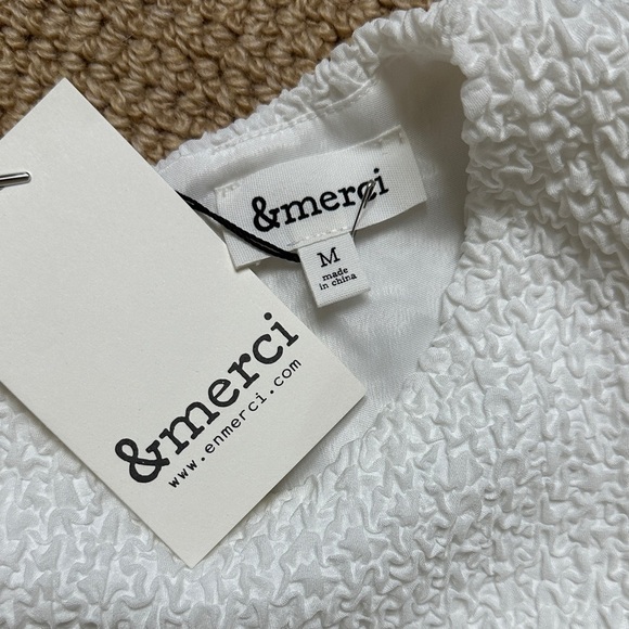 New &Marci White Ruffle Mini Dress- Puffy Sleeves, Bows and Pockets - Picture 2 of 6